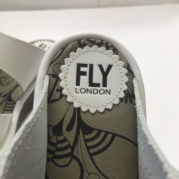 Fly London Etan White Leather Slides Wedge Heel Sandals - Picture 11 of 15